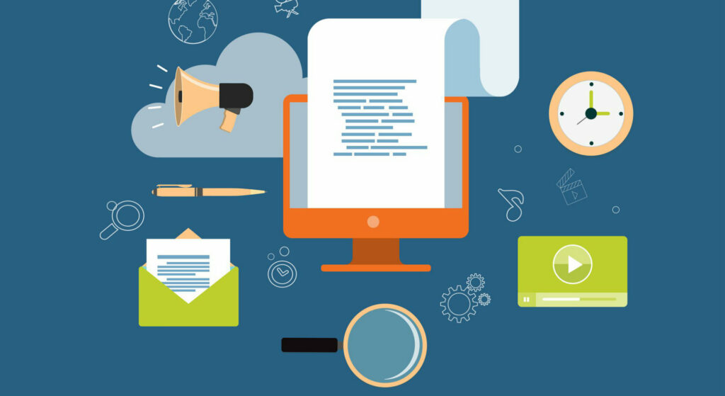 Ilustração mostrando as várias ferramentas de marketing digital