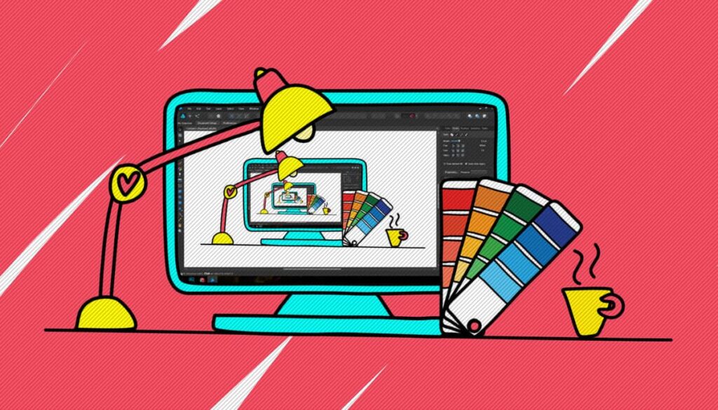 Ilustração de um monitor feito por uma ilustradora